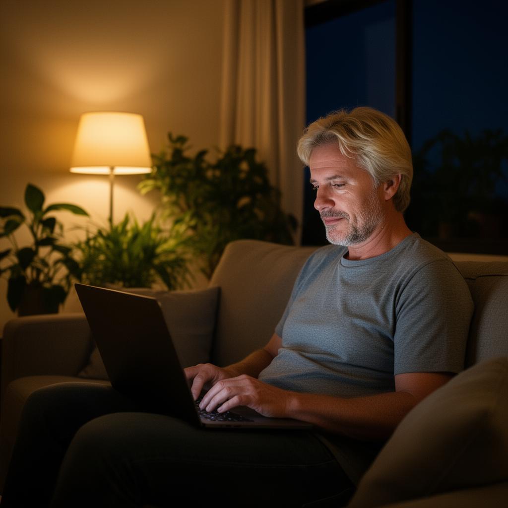 Em casa à noite